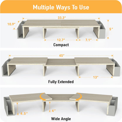 Desk Dual Monitor Stand Riser with Drawer, Black