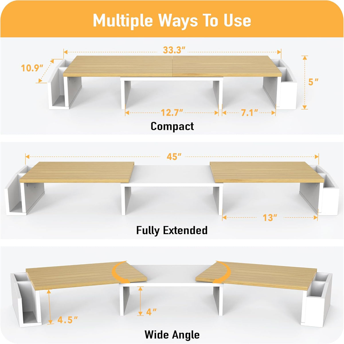 Desk Dual Monitor Stand Riser with Drawer, Black