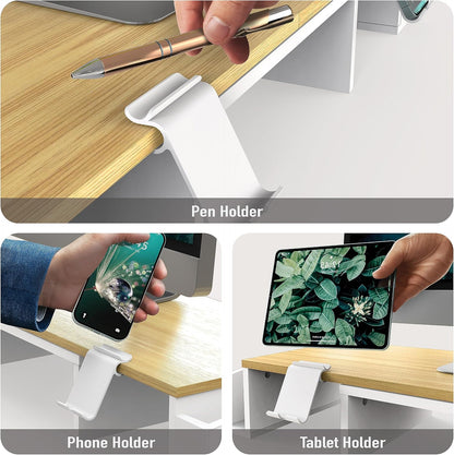Desk Dual Monitor Stand Riser with Drawer, Black