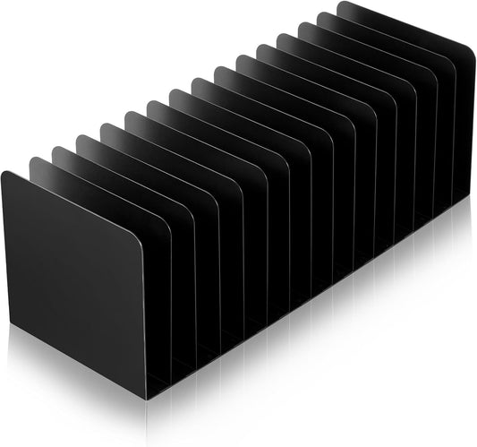 Metal Desktop File Organizer, 15 Compartment, Vertical File Sorter