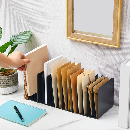 Metal Desktop File Organizer, 15 Compartment, Vertical File Sorter