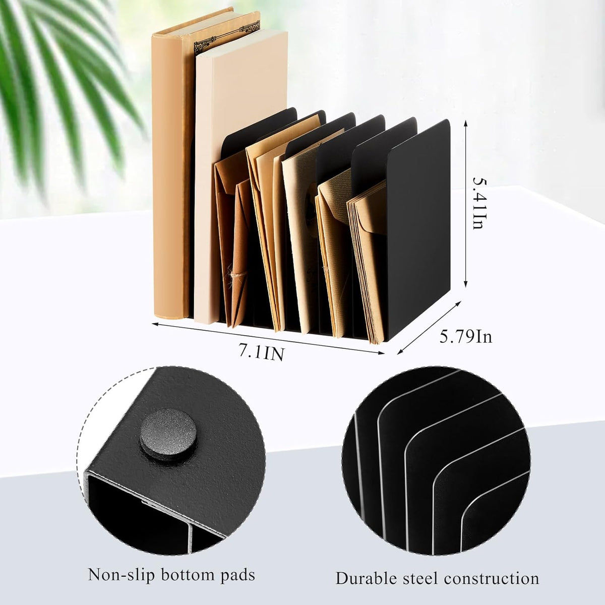 Metal Desktop File Organizer, 15 Compartment, Vertical File Sorter