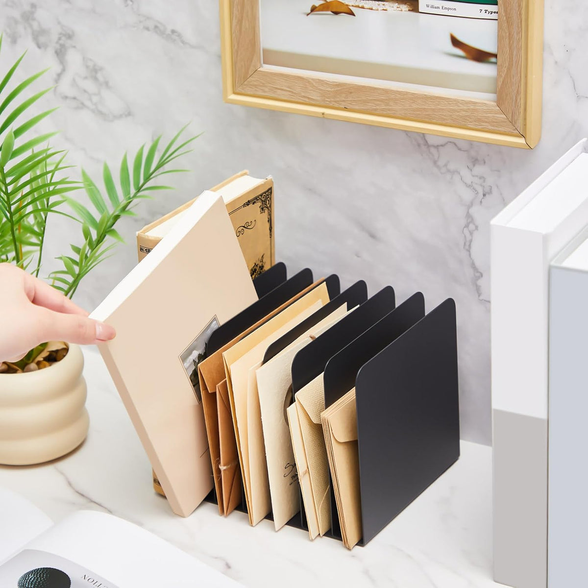 Metal Desktop File Organizer, 15 Compartment, Vertical File Sorter