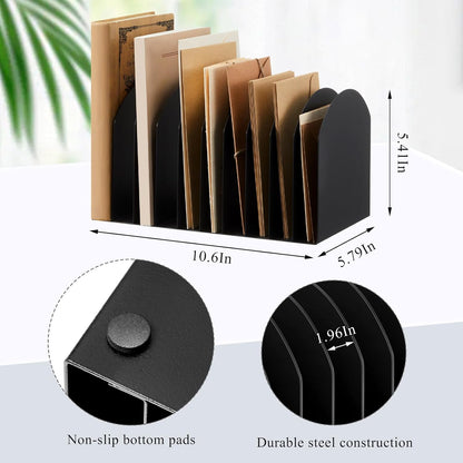 Metal Desktop File Organizer, 15 Compartment, Vertical File Sorter
