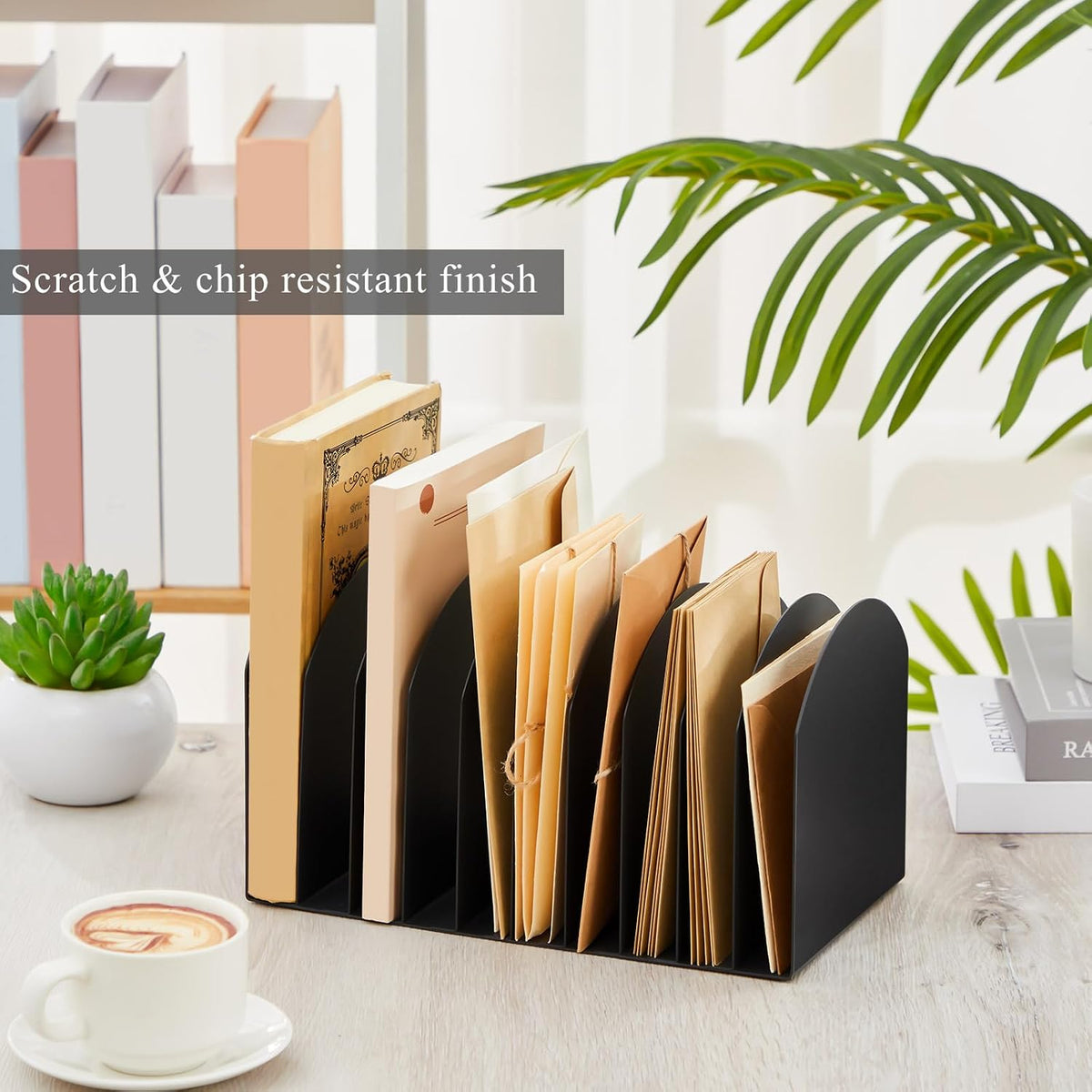 Metal Desktop File Organizer, 15 Compartment, Vertical File Sorter