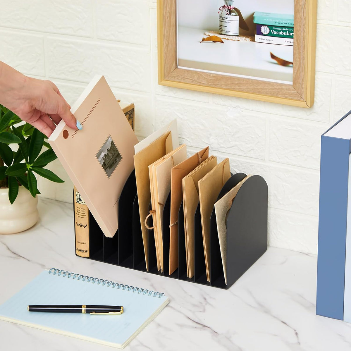 Metal Desktop File Organizer, 15 Compartment, Vertical File Sorter