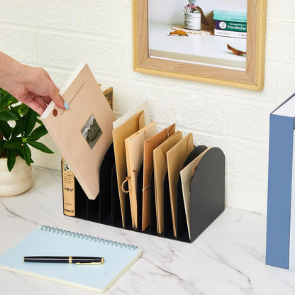 Metal Desktop File Organizer, 15 Compartment, Vertical File Sorter