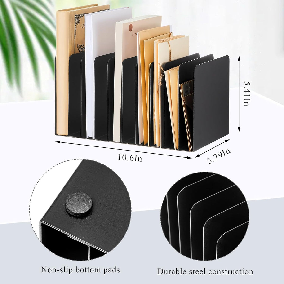 Metal Desktop File Organizer, 15 Compartment, Vertical File Sorter