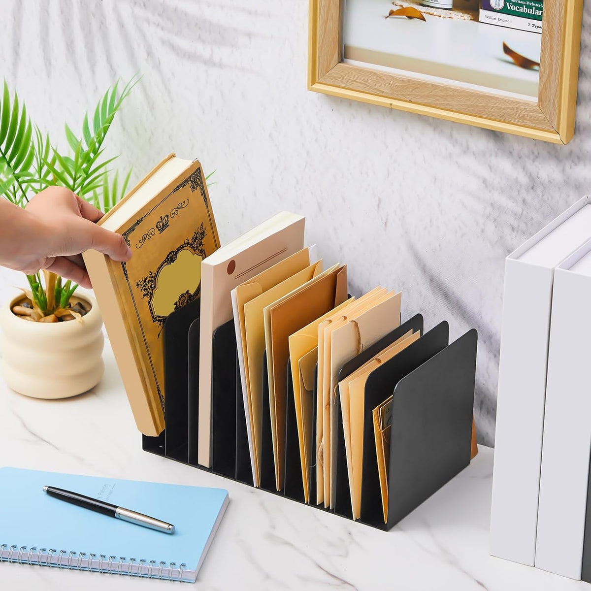 Metal Desktop File Organizer, 15 Compartment, Vertical File Sorter