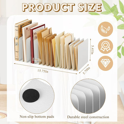 Metal Desktop File Organizer, 15 Compartment, Vertical File Sorter