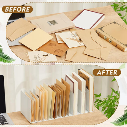 Metal Desktop File Organizer, 15 Compartment, Vertical File Sorter