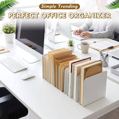 Metal Desktop File Organizer, 15 Compartment, Vertical File Sorter