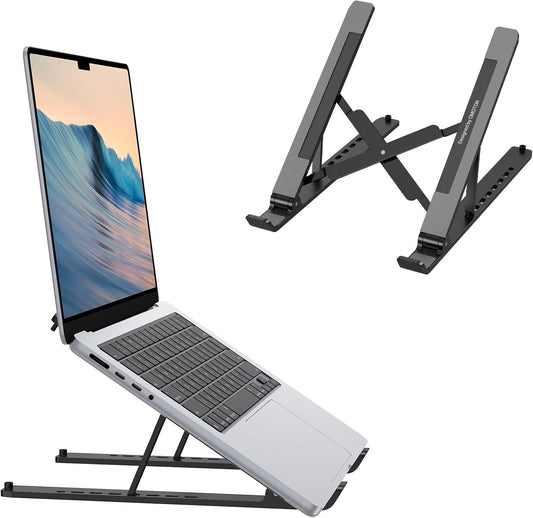 Portable Laptop Stand, Laptop Stand for Desk Ergonomic 7-Levels Angles Adjustable Computer Stand, ABS Laptop Riser Holder Compatible with All Laptops and iPad(10-15.6")