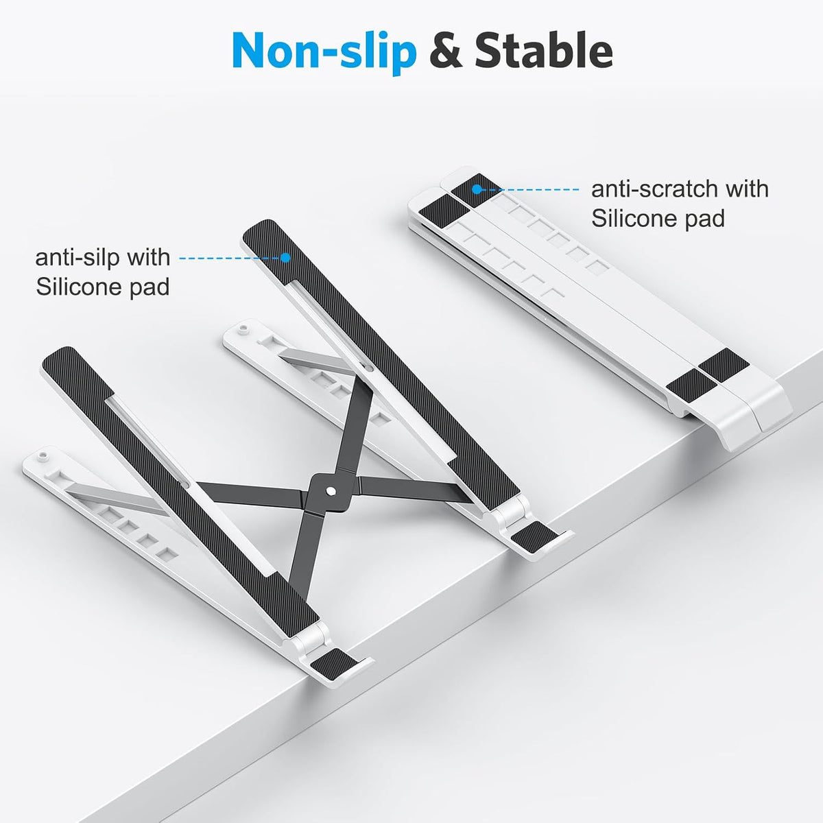 Portable Laptop Stand, Laptop Stand for Desk Ergonomic 7-Levels Angles Adjustable Computer Stand, ABS Laptop Riser Holder Compatible with All Laptops and iPad(10-15.6")