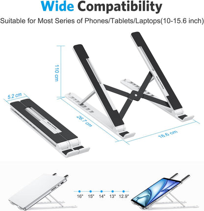 Portable Laptop Stand, Laptop Stand for Desk Ergonomic 7-Levels Angles Adjustable Computer Stand, ABS Laptop Riser Holder Compatible with All Laptops and iPad(10-15.6")
