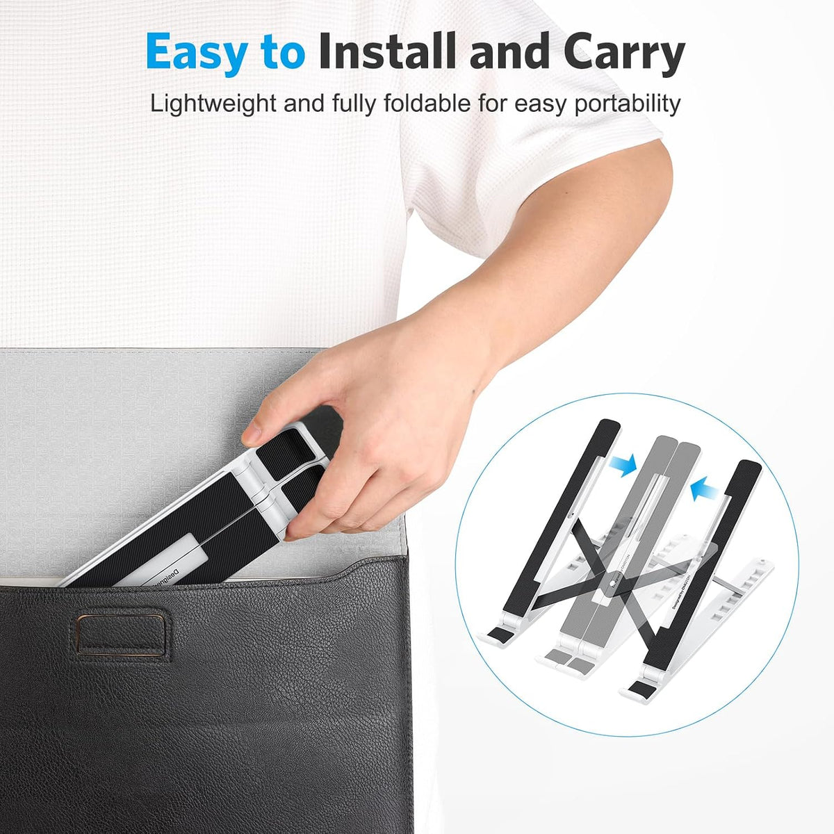 Portable Laptop Stand, Laptop Stand for Desk Ergonomic 7-Levels Angles Adjustable Computer Stand, ABS Laptop Riser Holder Compatible with All Laptops and iPad(10-15.6")