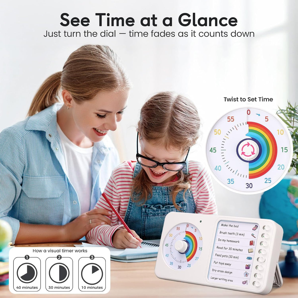 2-in-1 Visual Timer ADHD with Task Board, to-Do List, Checklist