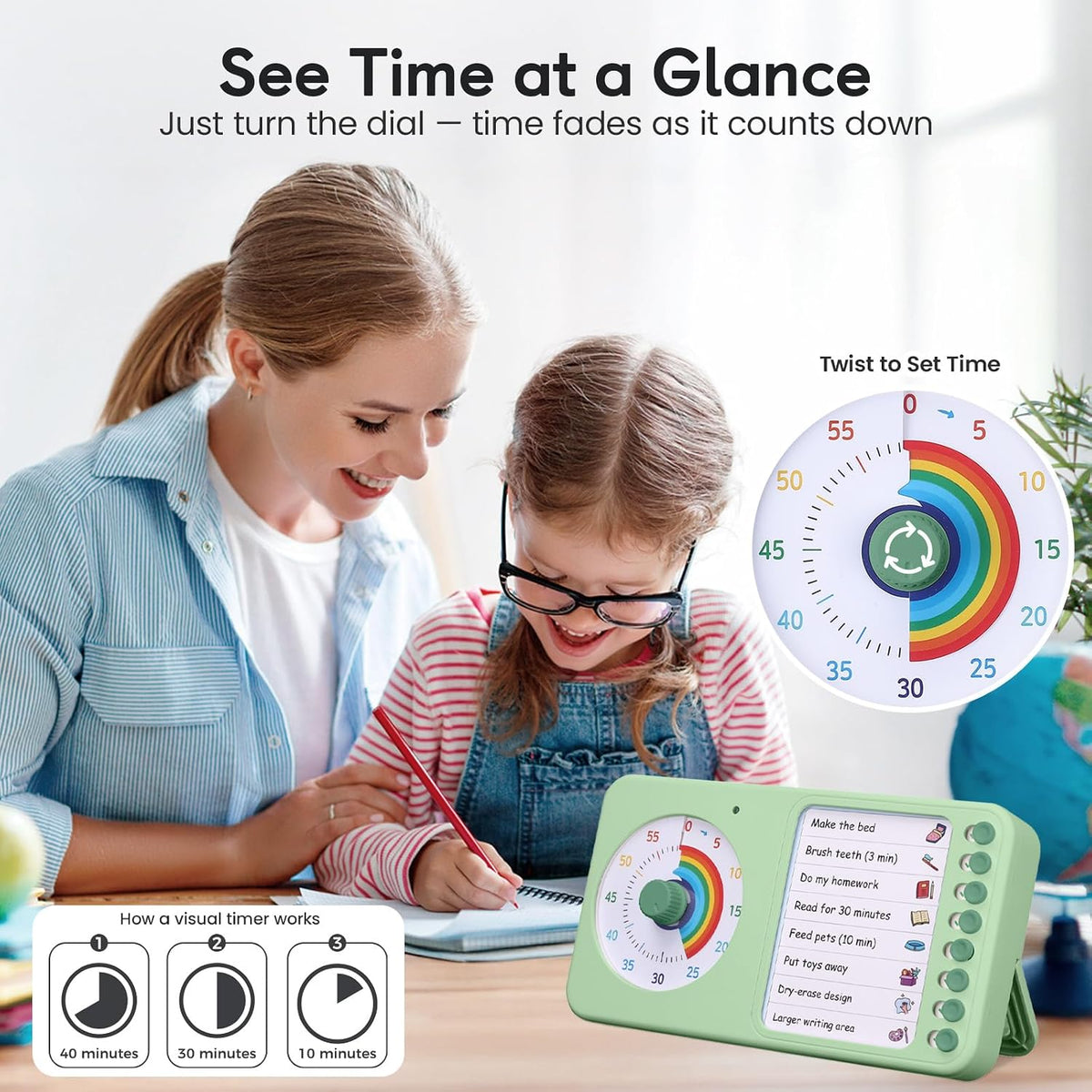 2-in-1 Visual Timer ADHD with Task Board, to-Do List, Checklist
