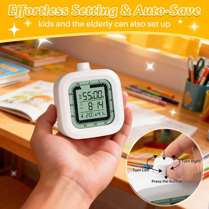 Visual Timer, 60 Minutes Countdown & Countup Timer, Digital Alarm Clock with Temperature and Humidity Monitor, 4 in 1 Multifunctional Desk Clock for Kids Study, Kitchen, Office and Home,Blue