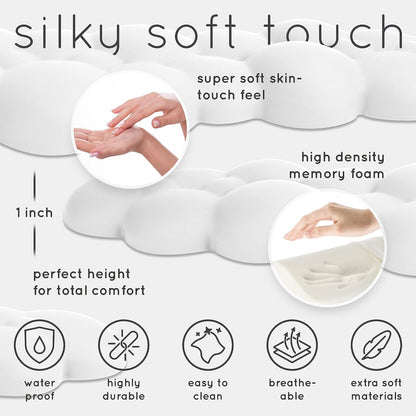 Cloud Keyboard Wrist Rest – Qloud Cloud Wrist Rest for Computer Keyboard and Mouse, Ergonomic Memory Foam Wrist Pad with Non-Slip Base, Includes Cloud Mouse Pad – White