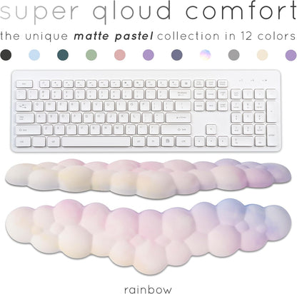 Cloud Keyboard Wrist Rest – Qloud Cloud Wrist Rest for Computer Keyboard and Mouse, Ergonomic Memory Foam Wrist Pad with Non-Slip Base, Includes Cloud Mouse Pad – White