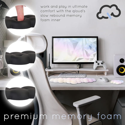 Cloud Keyboard Wrist Rest – Qloud Cloud Wrist Rest for Computer Keyboard and Mouse, Ergonomic Memory Foam Wrist Pad with Non-Slip Base, Includes Cloud Mouse Pad – White
