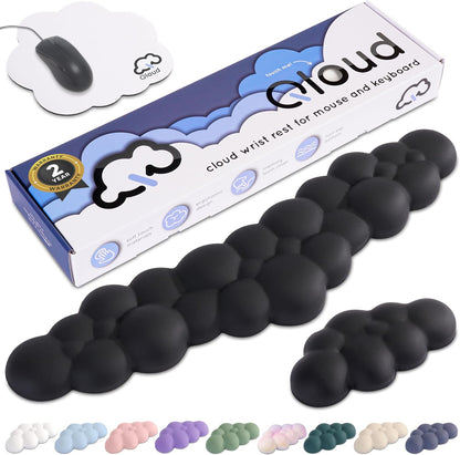 Cloud Keyboard Wrist Rest – Qloud Cloud Wrist Rest for Computer Keyboard and Mouse, Ergonomic Memory Foam Wrist Pad with Non-Slip Base, Includes Cloud Mouse Pad – White