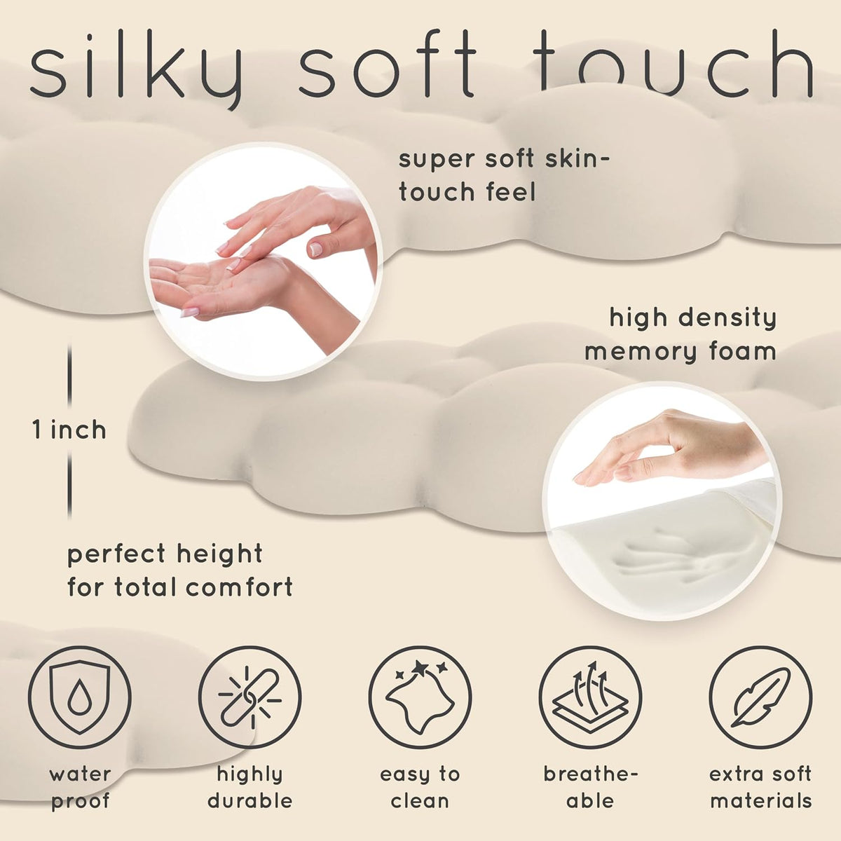 Cloud Keyboard Wrist Rest – Qloud Cloud Wrist Rest for Computer Keyboard and Mouse, Ergonomic Memory Foam Wrist Pad with Non-Slip Base, Includes Cloud Mouse Pad – White