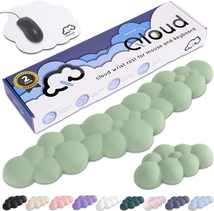 Cloud Keyboard Wrist Rest – Qloud Cloud Wrist Rest for Computer Keyboard and Mouse, Ergonomic Memory Foam Wrist Pad with Non-Slip Base, Includes Cloud Mouse Pad – White