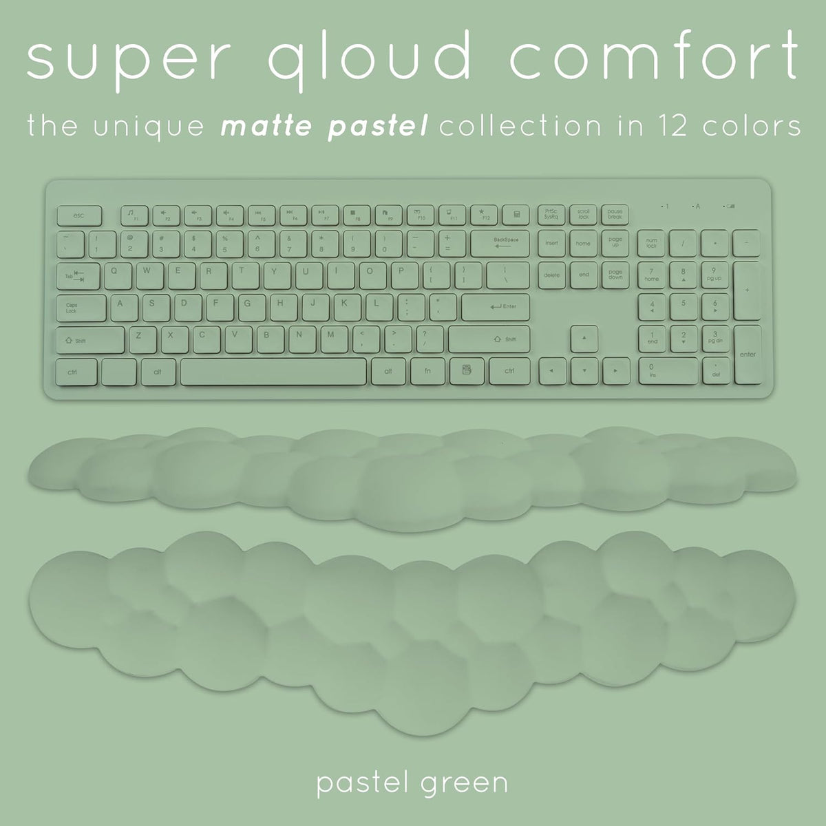 Cloud Keyboard Wrist Rest – Qloud Cloud Wrist Rest for Computer Keyboard and Mouse, Ergonomic Memory Foam Wrist Pad with Non-Slip Base, Includes Cloud Mouse Pad – White