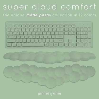 Cloud Keyboard Wrist Rest – Qloud Cloud Wrist Rest for Computer Keyboard and Mouse, Ergonomic Memory Foam Wrist Pad with Non-Slip Base, Includes Cloud Mouse Pad – White