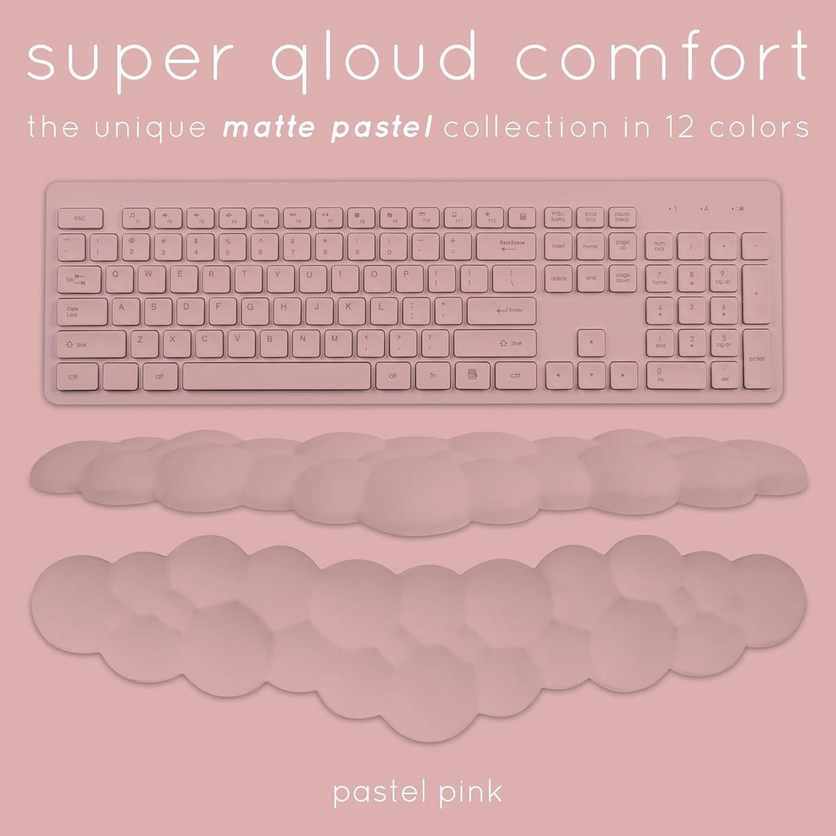 Cloud Keyboard Wrist Rest – Qloud Cloud Wrist Rest for Computer Keyboard and Mouse, Ergonomic Memory Foam Wrist Pad with Non-Slip Base, Includes Cloud Mouse Pad – White