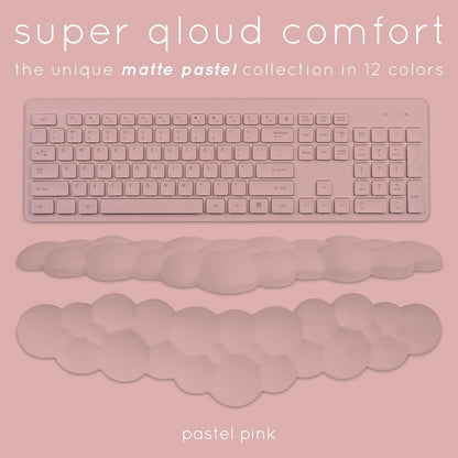 Cloud Keyboard Wrist Rest – Qloud Cloud Wrist Rest for Computer Keyboard and Mouse, Ergonomic Memory Foam Wrist Pad with Non-Slip Base, Includes Cloud Mouse Pad – White