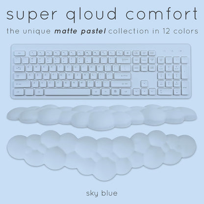 Cloud Keyboard Wrist Rest – Qloud Cloud Wrist Rest for Computer Keyboard and Mouse, Ergonomic Memory Foam Wrist Pad with Non-Slip Base, Includes Cloud Mouse Pad – White