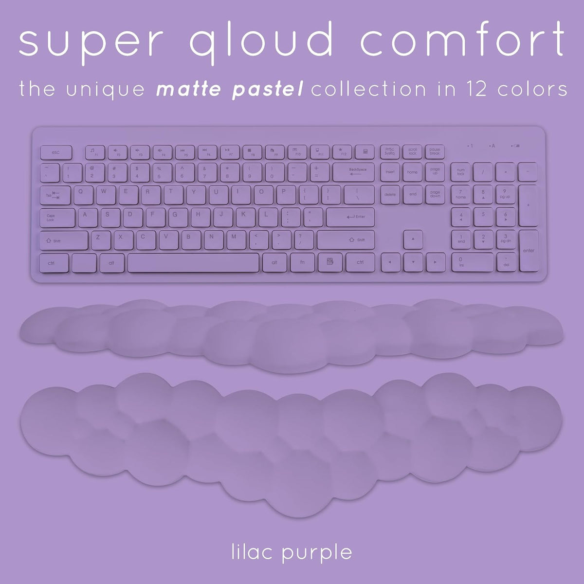 Cloud Keyboard Wrist Rest – Qloud Cloud Wrist Rest for Computer Keyboard and Mouse, Ergonomic Memory Foam Wrist Pad with Non-Slip Base, Includes Cloud Mouse Pad – White