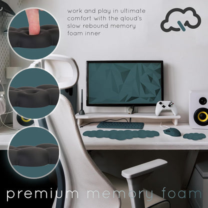 Cloud Keyboard Wrist Rest – Qloud Cloud Wrist Rest for Computer Keyboard and Mouse, Ergonomic Memory Foam Wrist Pad with Non-Slip Base, Includes Cloud Mouse Pad – White