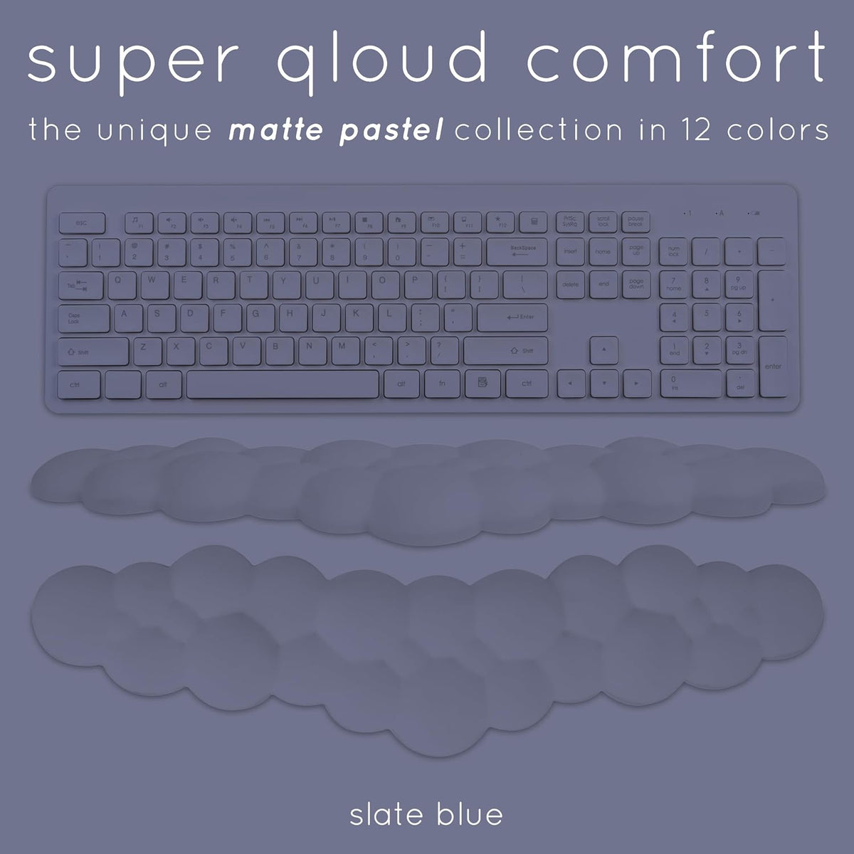 Cloud Keyboard Wrist Rest – Qloud Cloud Wrist Rest for Computer Keyboard and Mouse, Ergonomic Memory Foam Wrist Pad with Non-Slip Base, Includes Cloud Mouse Pad – White