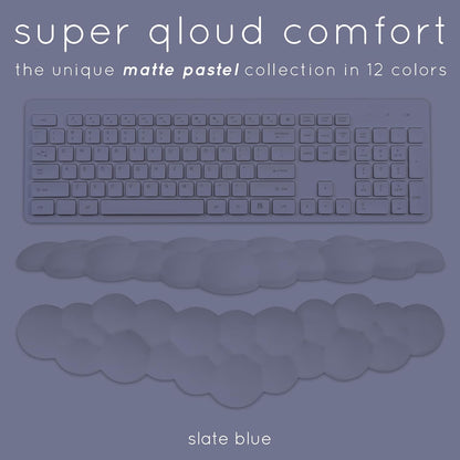 Cloud Keyboard Wrist Rest – Qloud Cloud Wrist Rest for Computer Keyboard and Mouse, Ergonomic Memory Foam Wrist Pad with Non-Slip Base, Includes Cloud Mouse Pad – White