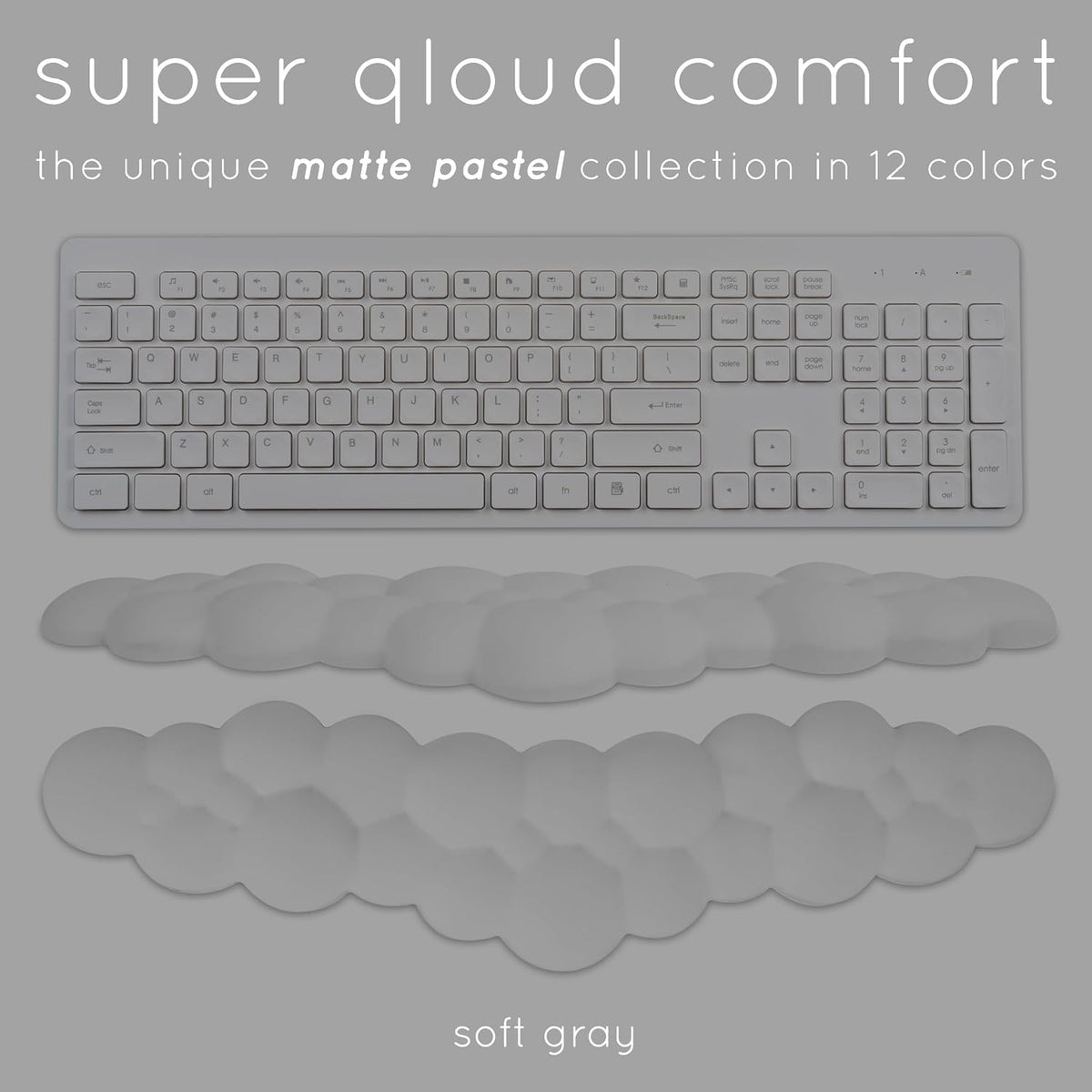 Cloud Keyboard Wrist Rest – Qloud Cloud Wrist Rest for Computer Keyboard and Mouse, Ergonomic Memory Foam Wrist Pad with Non-Slip Base, Includes Cloud Mouse Pad – White