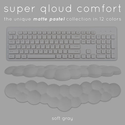 Cloud Keyboard Wrist Rest – Qloud Cloud Wrist Rest for Computer Keyboard and Mouse, Ergonomic Memory Foam Wrist Pad with Non-Slip Base, Includes Cloud Mouse Pad – White