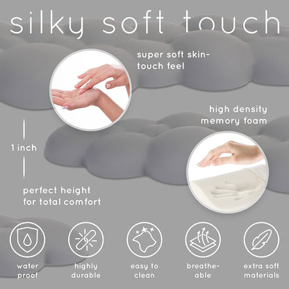 Cloud Keyboard Wrist Rest – Qloud Cloud Wrist Rest for Computer Keyboard and Mouse, Ergonomic Memory Foam Wrist Pad with Non-Slip Base, Includes Cloud Mouse Pad – White