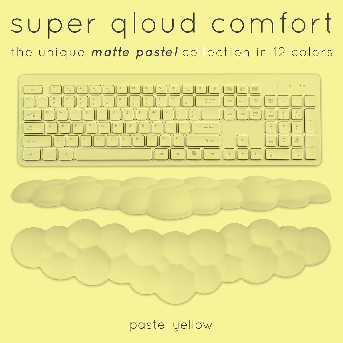 Cloud Keyboard Wrist Rest – Qloud Cloud Wrist Rest for Computer Keyboard and Mouse, Ergonomic Memory Foam Wrist Pad with Non-Slip Base, Includes Cloud Mouse Pad – White