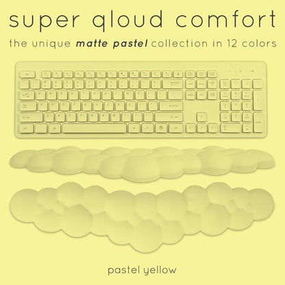 Cloud Keyboard Wrist Rest – Qloud Cloud Wrist Rest for Computer Keyboard and Mouse, Ergonomic Memory Foam Wrist Pad with Non-Slip Base, Includes Cloud Mouse Pad – White
