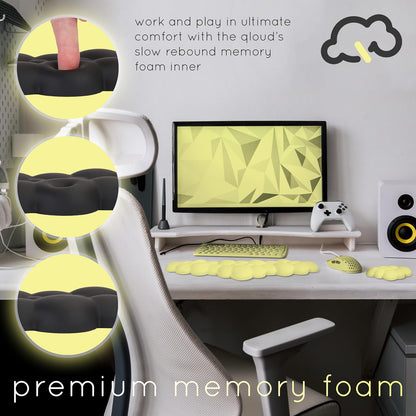 Cloud Keyboard Wrist Rest – Qloud Cloud Wrist Rest for Computer Keyboard and Mouse, Ergonomic Memory Foam Wrist Pad with Non-Slip Base, Includes Cloud Mouse Pad – White