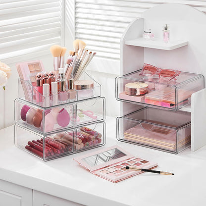 3 Tier Clear Makeup Organizer with 2 Drawers