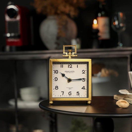 Small Gold Table Clock, Silent Classic Decorative Desk Clocks