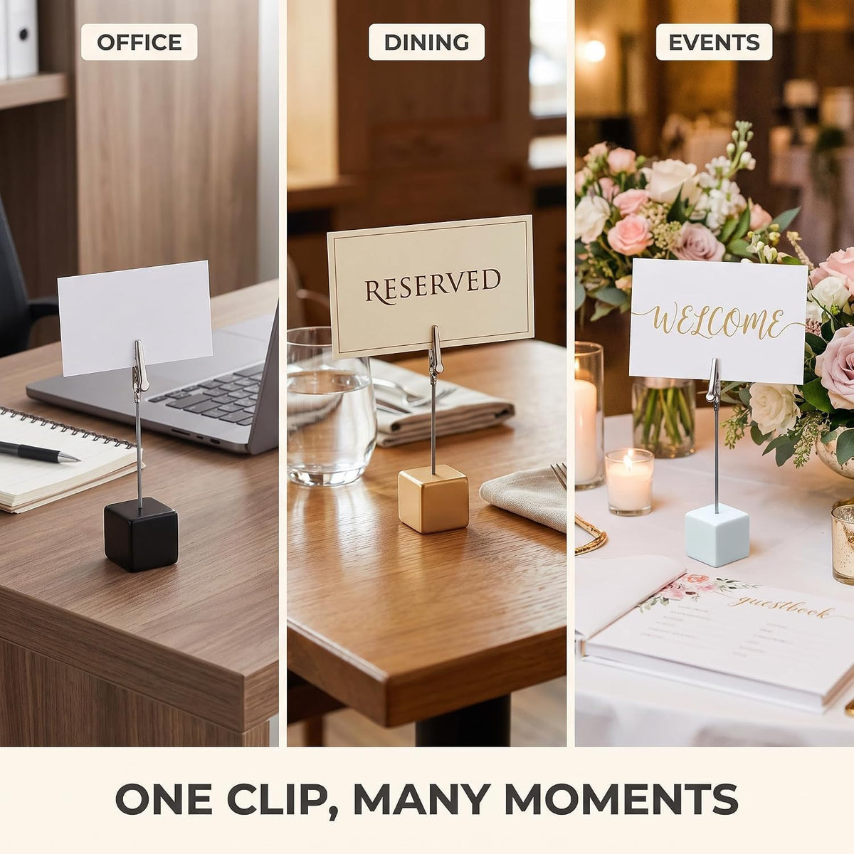 4Pcs Alligator Clip Memo Holders - Heavy-Duty Desktop Organizers for Office/Home, Multi-Angle Picture Frame Stand with Card Clasps, Desk Accessories for Notes/Photos/Paper Display