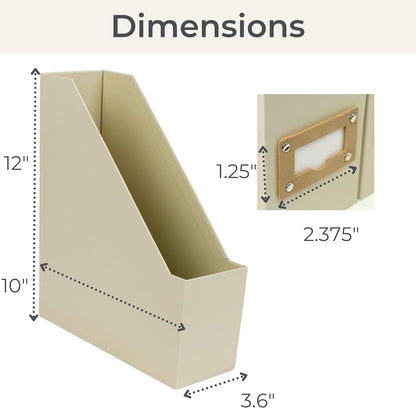 Set of 6 Aqua Magazine File Holders | Foldable Magazine Storage Boxes with White Leather Label Holders | Vertical File Organizer for Desk, Shelves & Home Office
