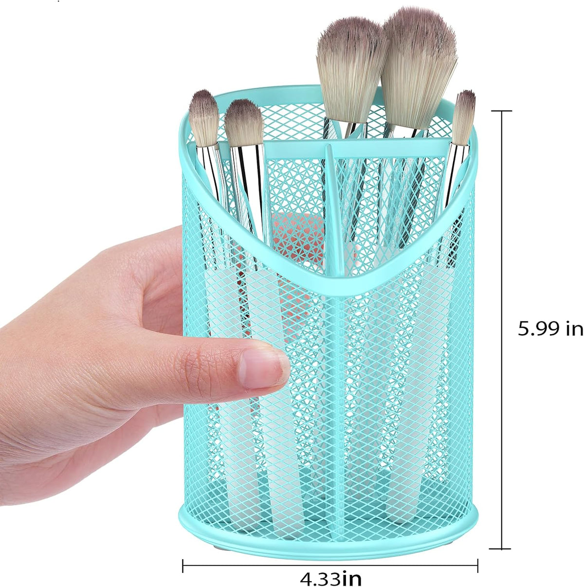 2 Pack Pen Holder Mesh Round Pencil Holder 3 Compartments, Black