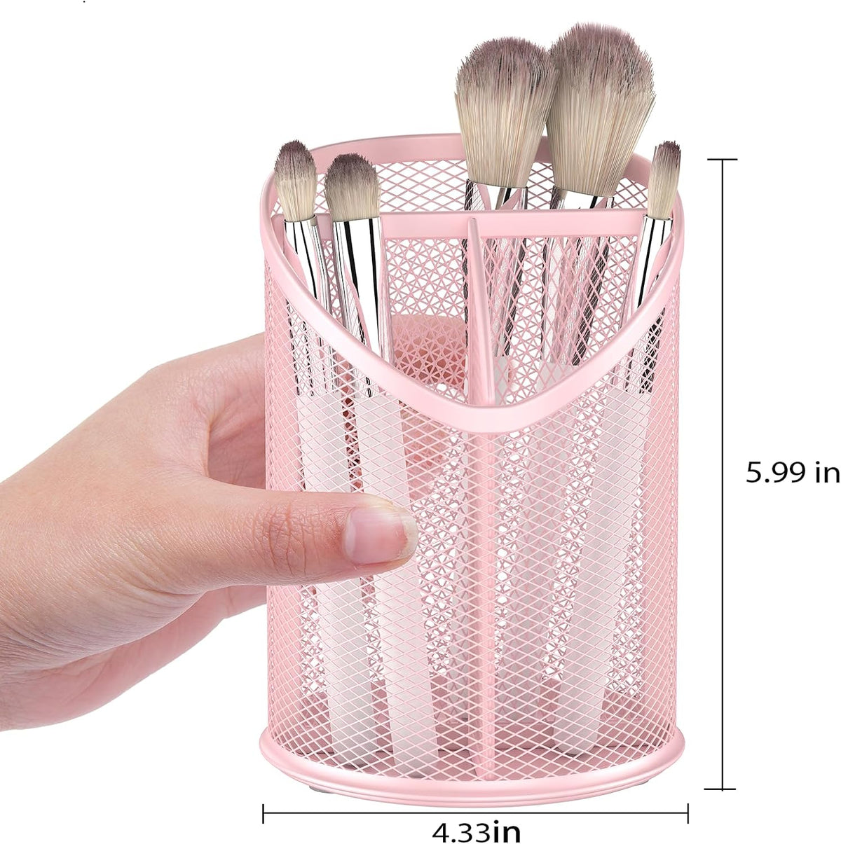 2 Pack Pen Holder Mesh Round Pencil Holder 3 Compartments, Black